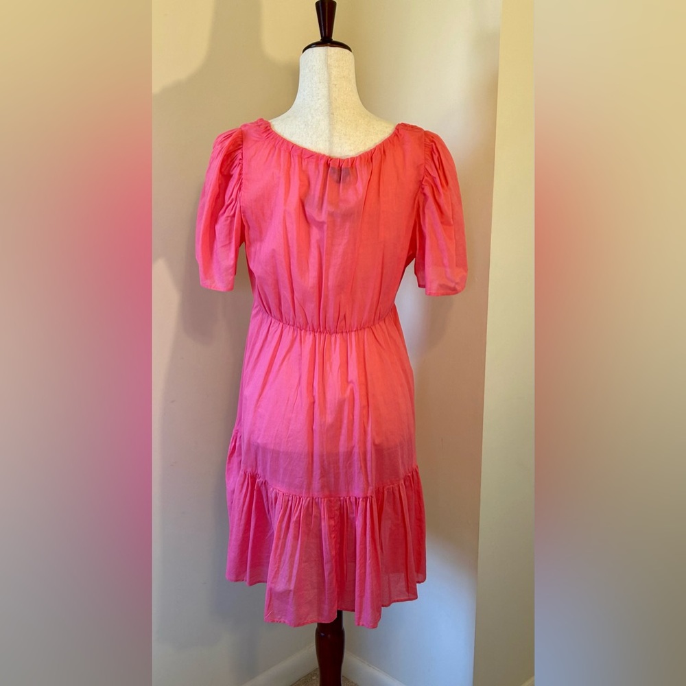 NWT J Crew SZ M Cotton Voile Pink Tiered Button-down Beach Dress - SO cute! - Picture 4 of 9